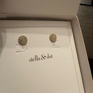 Stella & Dot Gold Pavé Disc Stud Earrings